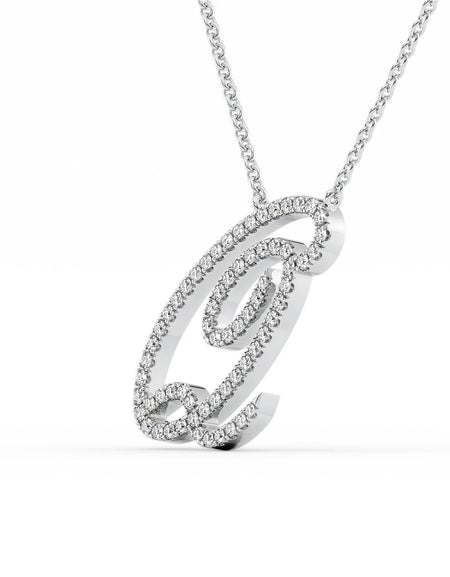 14K White Gold Q Pave Initial Pendent