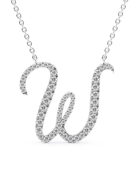 14K White Gold W Pave Initial Pendent
