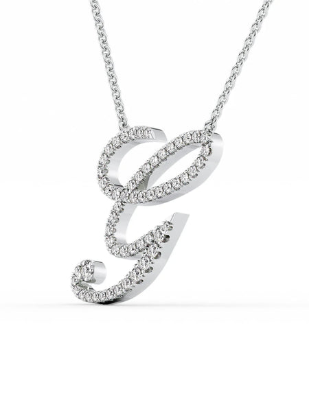 14K White Gold G Pave Initial Pendent