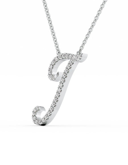14K White Gold I Pave Initial Pendent