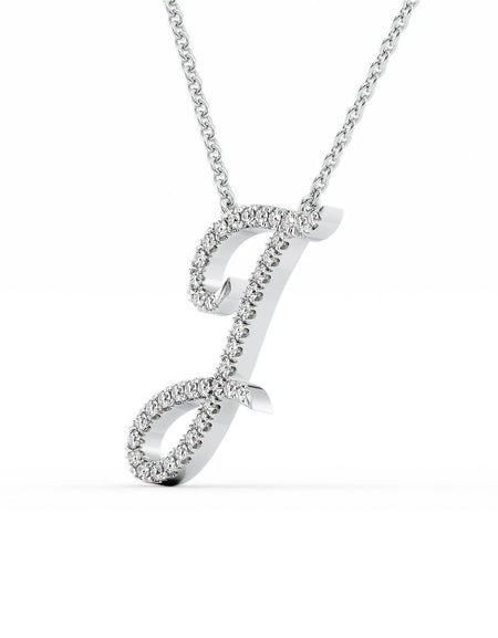 14K White Gold J Pave Initial Pendent