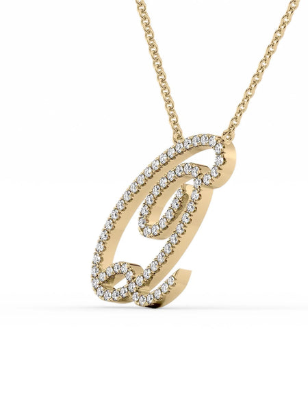14K Yellow Gold Q Pave Initial Pendent
