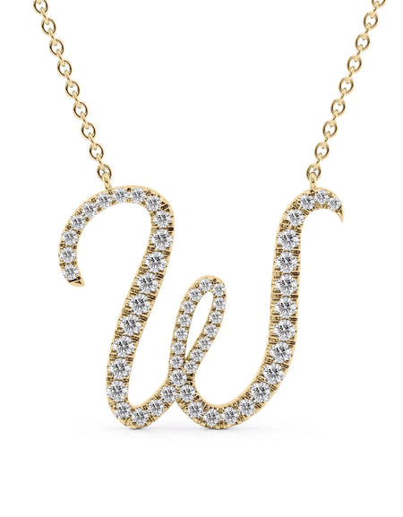 14K Yellow Gold W Pave Initial Pendent