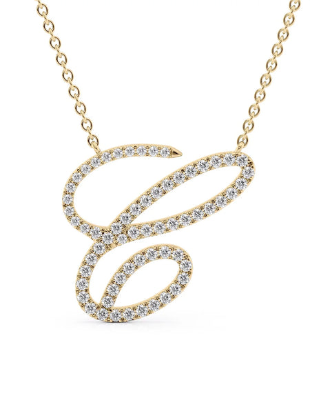 14K Yellow Gold C Pave Initial Pendent
