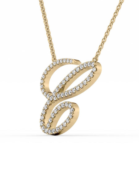 14K Yellow Gold C Pave Initial Pendent