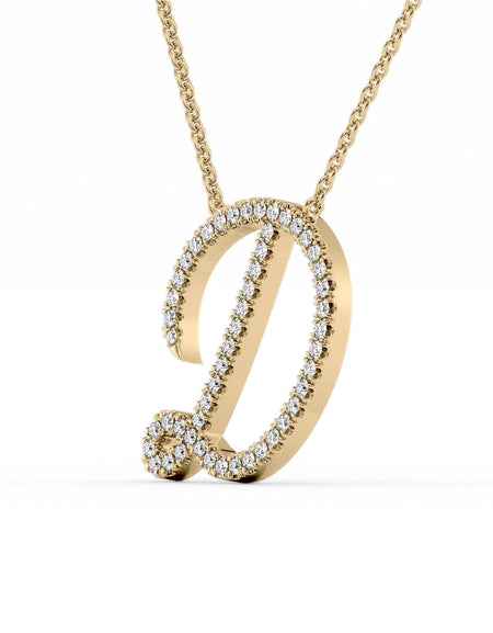 14K Yellow Gold D Pave Initial Pendent
