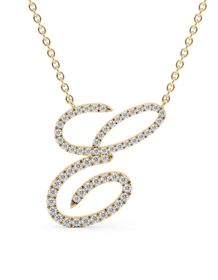 14K Yellow Gold E Pave Initial Pendent