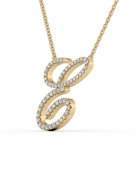 14K Yellow Gold E Pave Initial Pendent