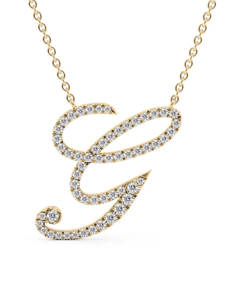 14K Yellow Gold G Pave Initial Pendent