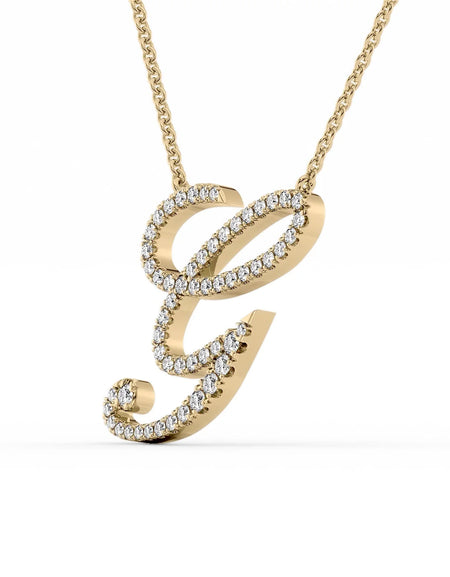 14K Yellow Gold G Pave Initial Pendent
