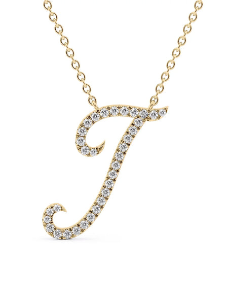 14K Yellow Gold I Pave Initial Pendent