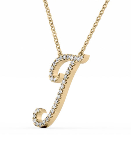 14K Yellow Gold I Pave Initial Pendent