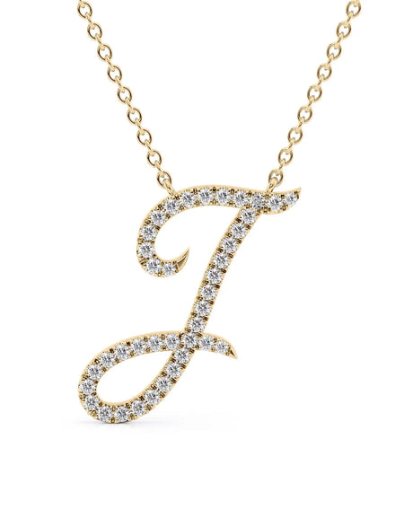 14K Yellow Gold J Pave Initial Pendent