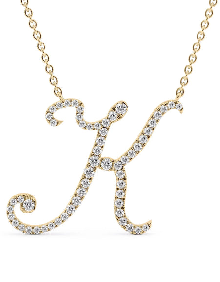 14K Yellow Gold K Pave Initial Pendent