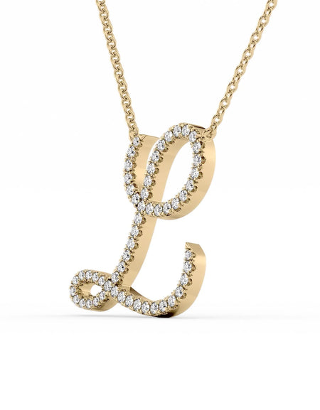 14K Yellow Gold L Pave Initial Pendent