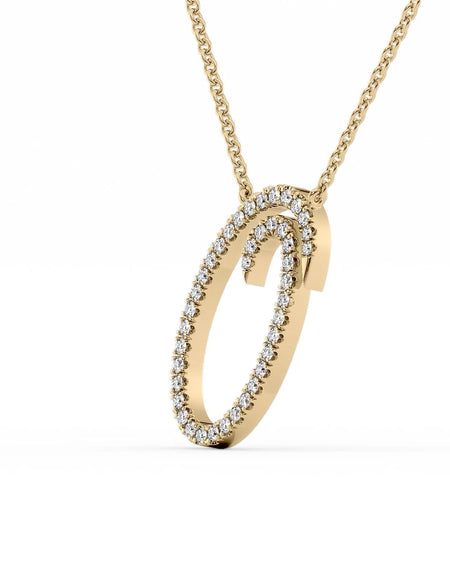 14K Yellow Gold O Pave Initial Pendent