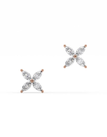 14k Rose Gold Clover Studs