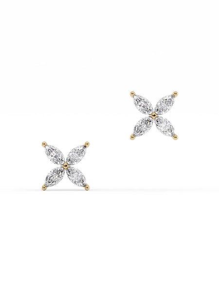 14k Yellow Gold Clover Studs
