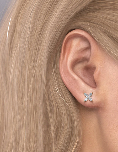 14k Yellow Gold Clover Studs