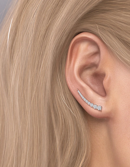 14k Rose Gold Diamond Climbers