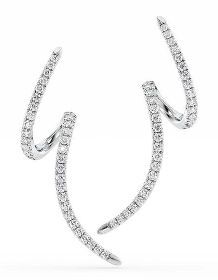 14K White Gold Spiral Dainty Earrings