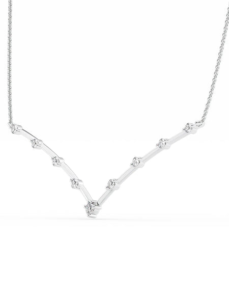 14k White Gold Distance Curved Chevron Pendant