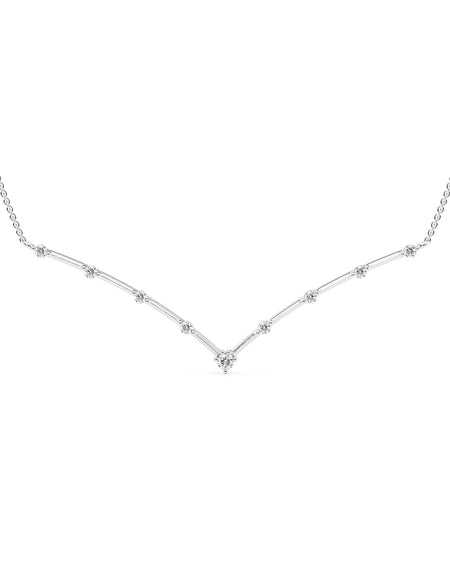 14k White Gold Distance Curved Chevron Pendant