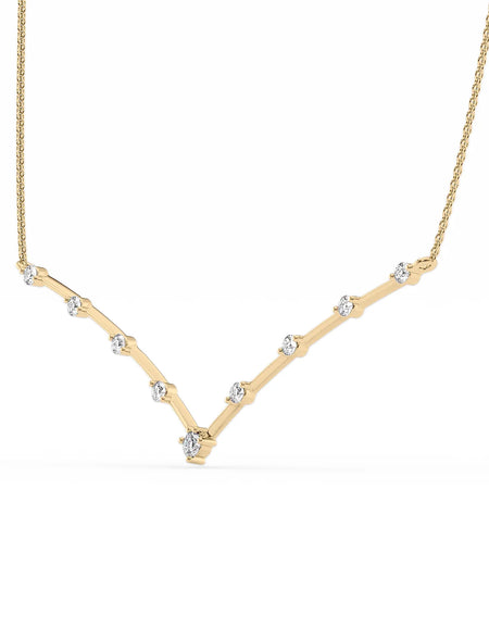 14k Yellow Gold Distance Curved Chevron Pendant