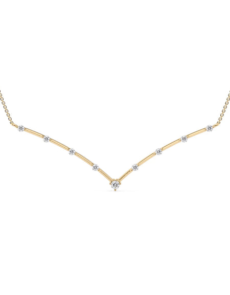 14k Yellow Gold Distance Curved Chevron Pendant