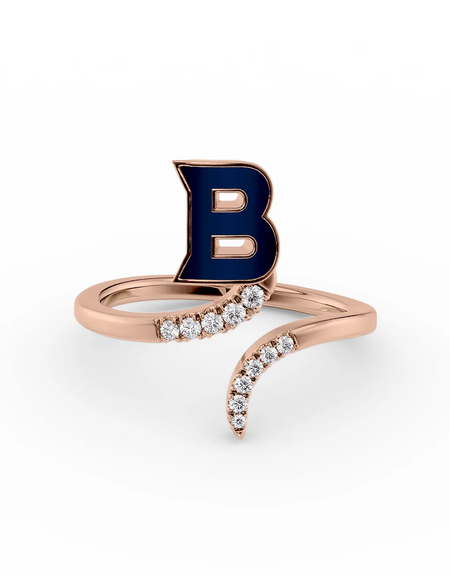 Blue B 14K Rose Gold Initial Letter Dainty Ring