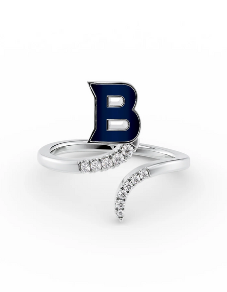 Blue B 14K White Gold Initial Letter Dainty Ring