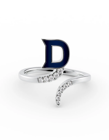 Blue D 14K White Gold Initial Letter Dainty Ring