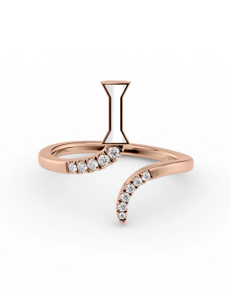White I 14K Rose Gold Initial Letter Dainty Ring