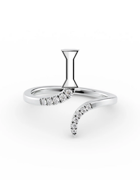 White I 14K White Gold Initial Letter Dainty Ring
