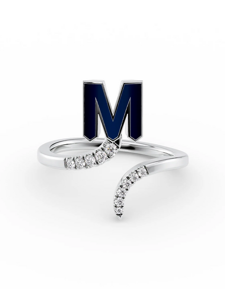 Blue M 14K White Gold Initial Letter Dainty Ring