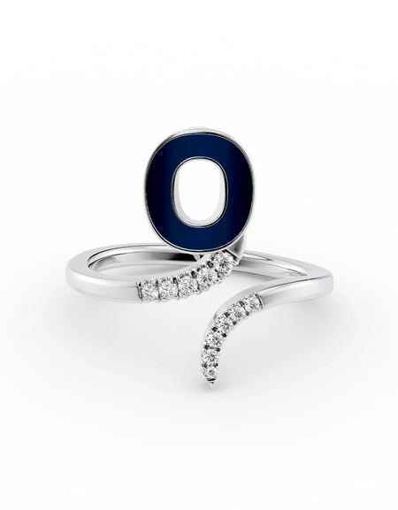 Blue O 14K White Gold Initial Letter Dainty Ring