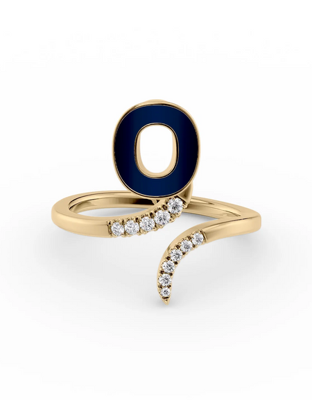 Blue O 14K Yellow Gold Initial Letter Dainty Ring