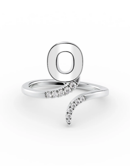 White O 14K White Gold Initial Letter Dainty Ring