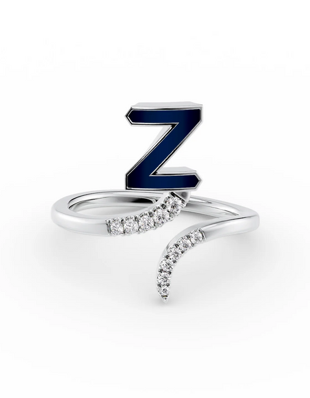 Blue Z 14K White Gold Initial Letter Dainty Ring