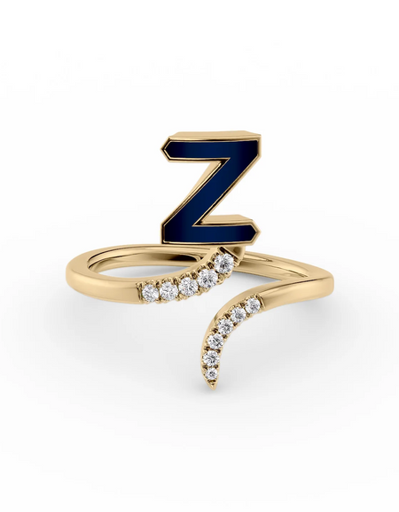 Blue Z 14K Yellow Gold Initial Letter Dainty Ring