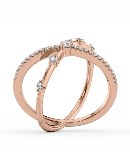 14k Rose Gold Pave X Ring