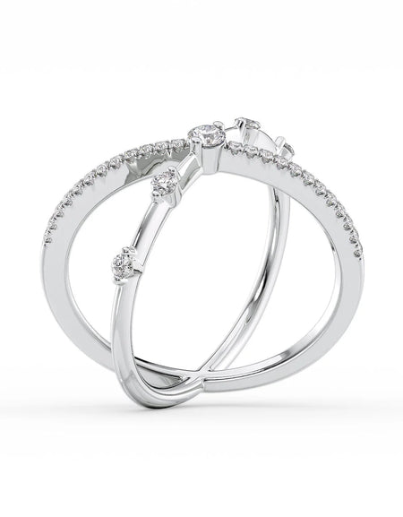 14k White Gold Pave X Ring