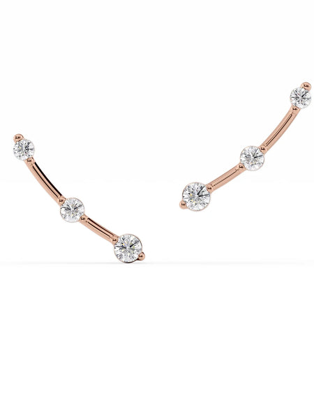 14k Rose Gold Three Stone Climbers