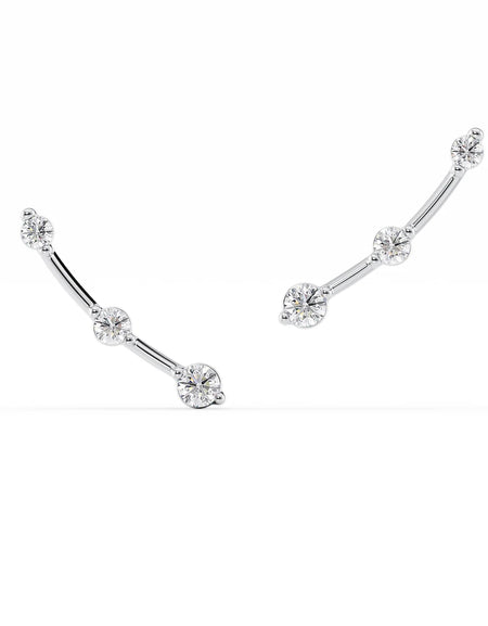14k White Gold Three Stone Climbers