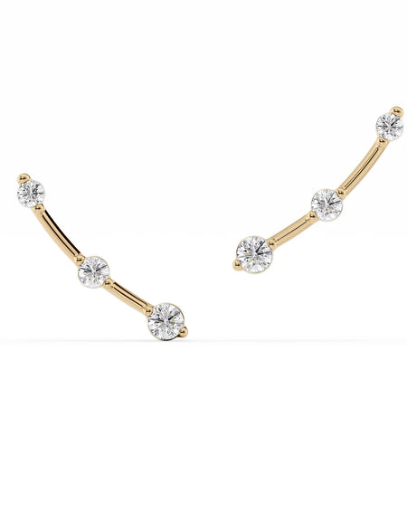 14k Yellow Gold Three Stone Climbers