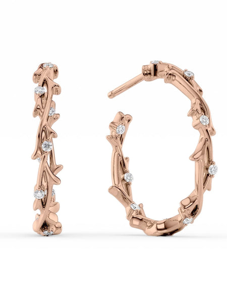14k Rose Gold Twig Hoops