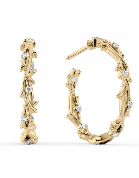 14k Yellow Gold Twig Hoops