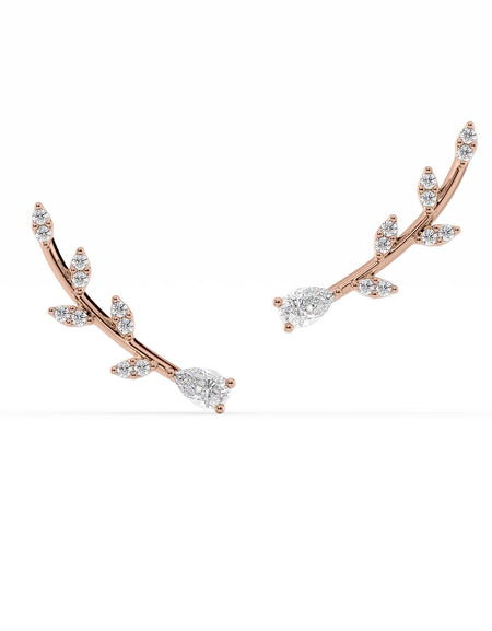 14k Rose Gold Leaf Climbers