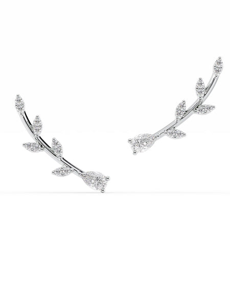 14k White Gold Leaf Climbers