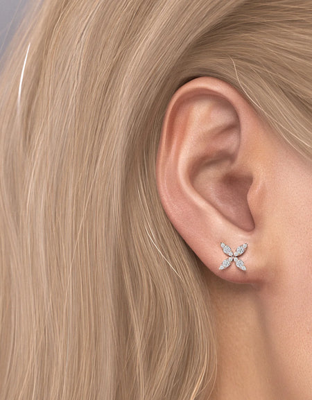 14K Rose Gold Round Clover Studs